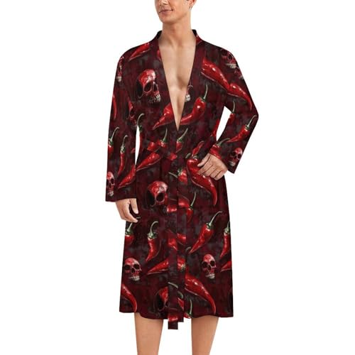 Peignoir de bain pour homme léger motif camouflage rouge et tête de mort style original