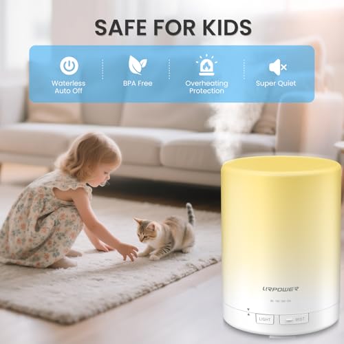 URPOWER 300ml Essential Oil Diffuser: Ultrasonic Aromatherapy Diffuser Quiet Auto Shut-Off, 4 Timer Settings(1H 3H 6H ON) & 7-Color Night Light Humidifier for Yoga Bedroom Living Room Office - Image 4