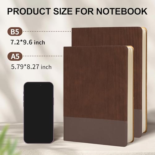 Image of Lined Journal Notebook for Work College Ruled Notebook 5.79 inch x 8.27 inch A5 PU Leather Daily Journaling Notebook 216 Pages for Women Men Daily Writing Business School Travel Gift (Coffee)
