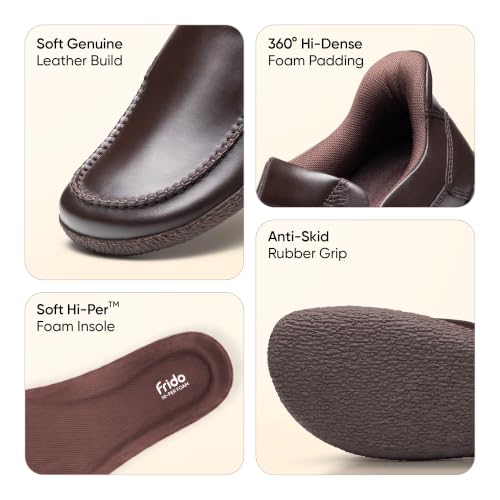Image of Frido ErgoSlyd Formal Slip-on Shoes for Men, Genuine Leather Loafers with Wide Toe Box & Zero Drop Sole, Cushioned Insole for All-Day Comfort, Ideal for Business, Office, Weddings & Formal Occasions