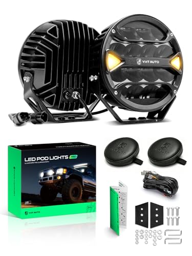 YHTAUTO 9 Inch LED Light Bars w/Wiring Harness & Light