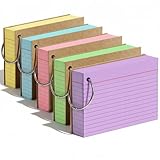 Koogel Karteikarten A7 mit Metallringen, 400er Set in 5 Farben – Lernkarten für Studium, Anatomie, Notizen, Abitur, Vokabeltraining, 10,5 x 7,3 cm