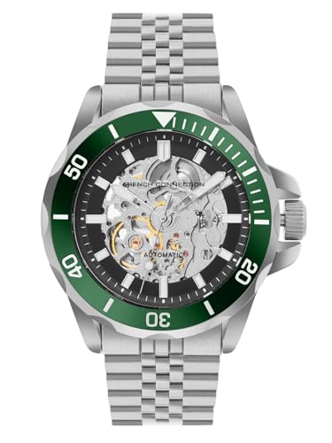 Image of French Connection See Through Black Round Dial with Stainless Steel Strap Automatic Watch for Mens - FCA22NSM