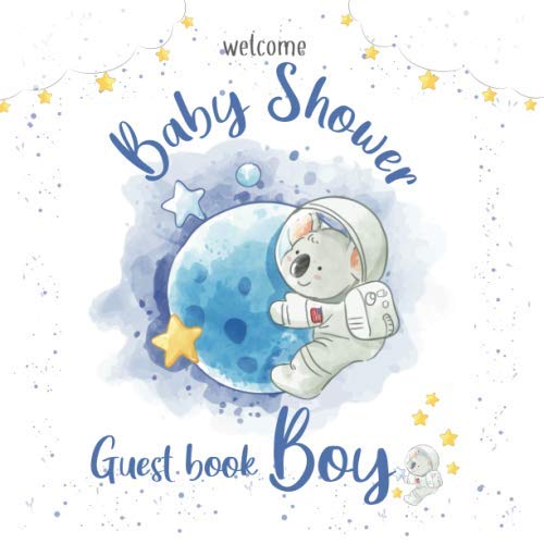 Baby Shower Guest Book Boy Astronaut Koala on the Moon Baby Shower Guestbook + BONUS