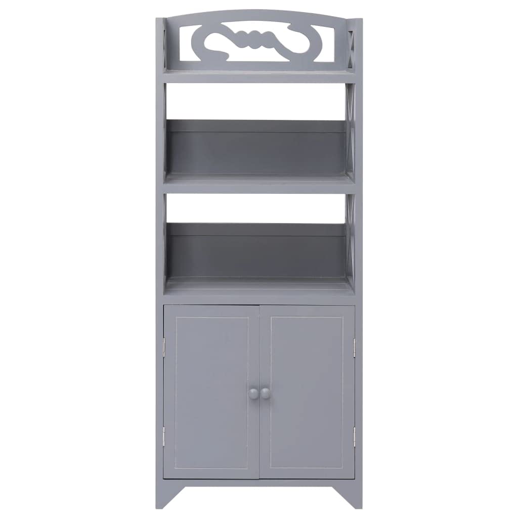 Mueble de baño gris 46 x 24 x 116 cm de madera de paulownia con 3 estantes y 1 compartimento para el cuarto de baño para guardar toallas y accesorios de baño