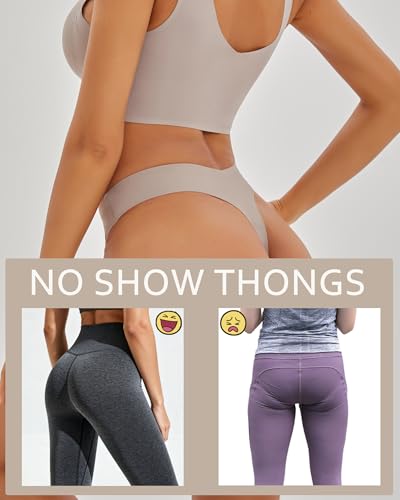 Image of FINETOO Seamless Thongs for Women Sexy No Show Panties Invisible V-waisted Stretch Lingerie Underwear 6 Pack