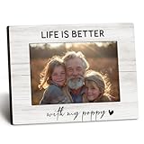 DUXMNAMG Poppy 4x6 Picture Frame, Grandkids Photo Frame, PoppyGifts for Grandpa, Gifts for Poppys Fathers Day from Grandchildren, Life Is Better with My Poppy Picture Photo Frames for Desk Decor