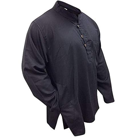 Camisa negra de Shopoholic Fashion con diseño hippie y cuello mao Cover