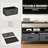 HOMCOM TV Stand Cabinet up to 47-inch, TV Unit with 2 Foldable Linen Drawers, Open Shelf for Living Room, Bedroom, Entertainment Room, Black - Image 3