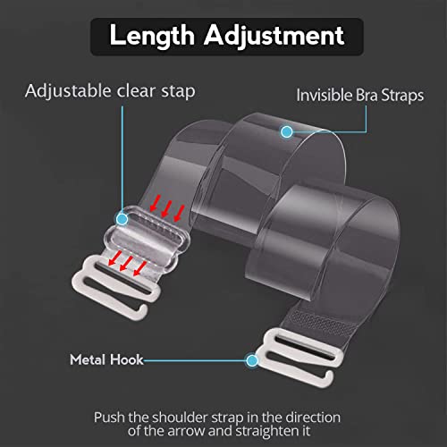 Clear Bra Strap Invisible Adjustable Shoulder Strap, 4 Pairs Max Length 65cm/26.6in Soft Non-Slip Bra Straps3