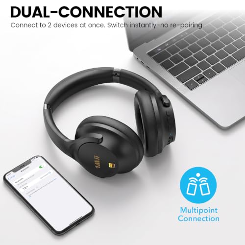 1Mii Y8+ Hybrid Active Noise Cancelling Headphones for Airplane & Travel | Bluetooth 6.0 Over-Ear, 100H Playtime, LDAC Wireless Hi-Res Audio, Deep Bass, Ambient Mode, Custom EQ via App, Home/Office - image 8