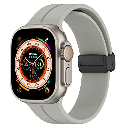 Image of Magnetic for Apple Watch Ultra Band 49mm 45mm 44mm 41mm 40mm iWatch Bands 38mm 42mm Men /Women,Sport Silicone Wristband Strap for Apple Watch Band Series 9 8 /7 /6 /5 /4 /3 /SE 2nd generation /Ultra 2