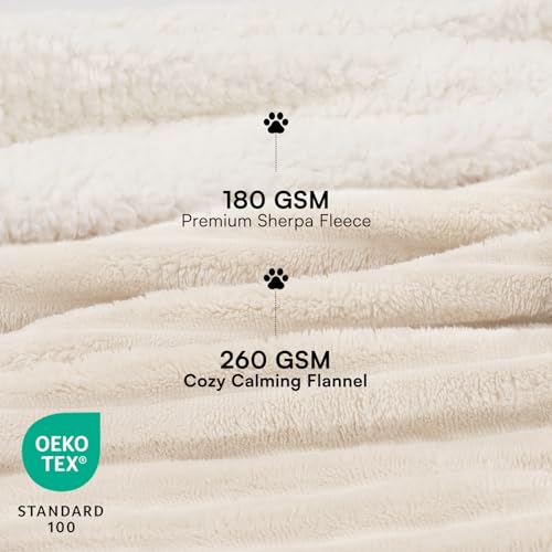 luciphia wasserdichte Hundedecke Waschbar, Katzendecke für Katzen Hund Welpe, Kuscheldecke Weich Flaushig Sherpa Fleece, Haustier Decke zum Schutz von Bett Sofa Couch, Beige Weiß 71 * 102cm