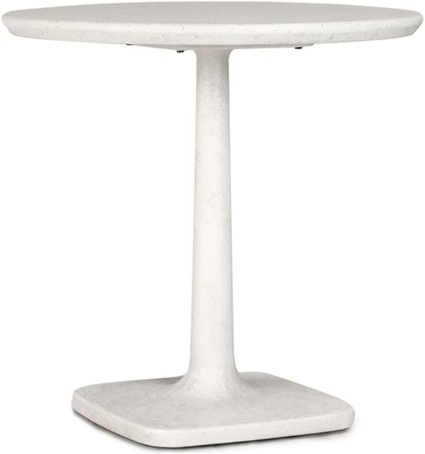 Pemberly Row Outdoor Bistro Table, 31 in Concrete Stone with White Terrazzo Finish, Weather-Proof Modern Tulip Base, Seating for 4, Durable Patio Furniture for Balcony, Garden, or Small Spaces