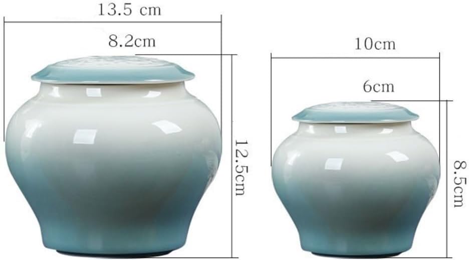 Tea Canisters for Loose Tea Ceramic Loose Tea Storage Container Jar with Lid Tea Jar Kitchen Food Sealed Canned Tea Jar Double Jar + Gift Box Ceramic Airtight Tea Canister(B,Medium)