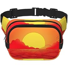 Red Sunrise Fanny Pack Adjustable Crossbody Bag Large Waist Bag Travel Belt Bag Unisex Bum Bag