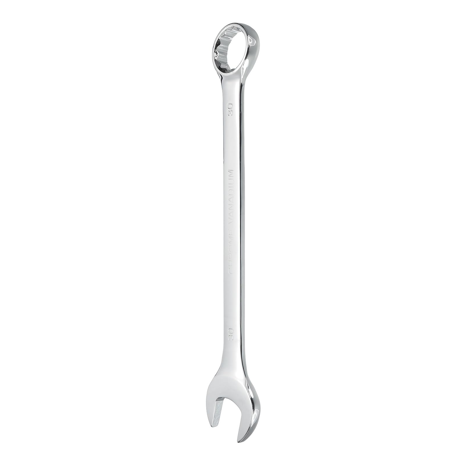 sourcing map Combination Wrench 30mm Metric 12-Point Box and Open End CR-V Steel Double Ended Spanner Tool for Automotive Pipe Furniture Machinery DIY Repair, Silver White