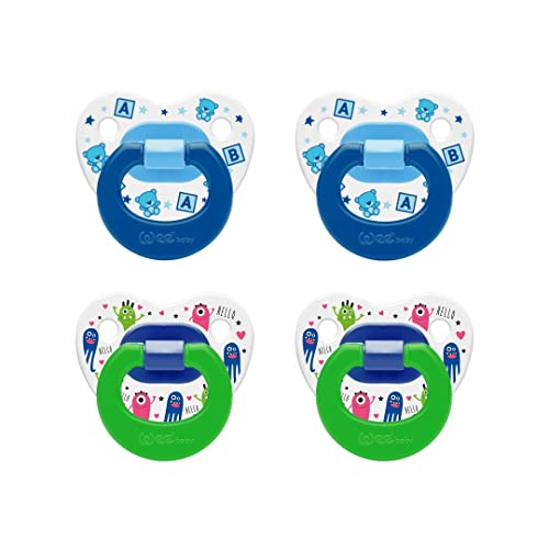Wee Baby Ciucci per bebè (confezione da 4) | Ciuccio resistente e vibrante con tettarella in...