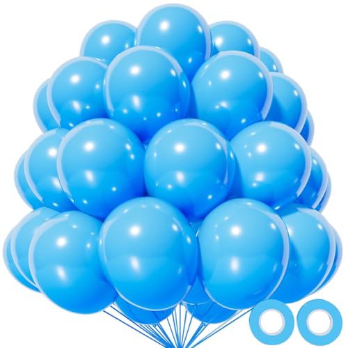Image of Light Blue Balloon 110pcs, 12 Inch Thickened Latex Party Balloons Helium Bright Color for Birthday Baby Shower Wedding Party Supplies Arch Garland Decoration