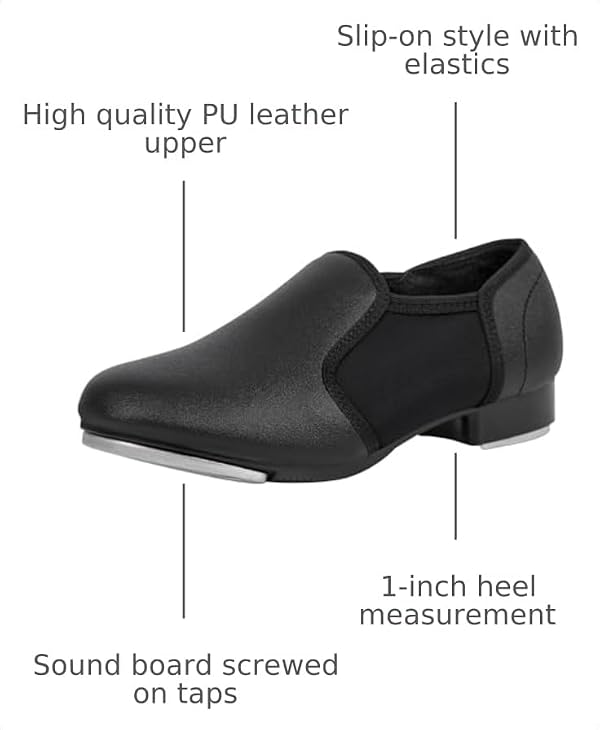 Linodes Unisex-Child Slip on Tap Shoe for Boys Girls Dance-Black-2M L by Linodes - Used condition - Image 3