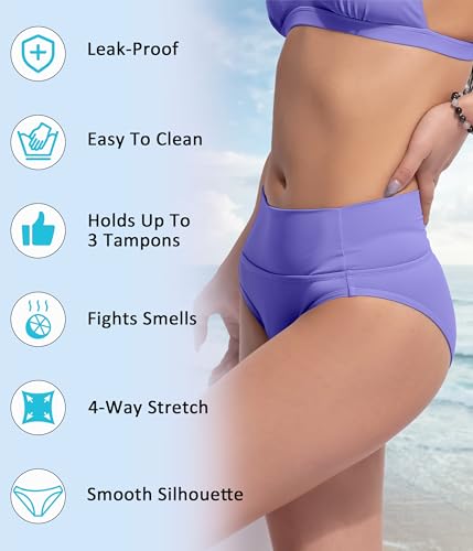 Image of Beautikini Period Swimwear Bikini Menstrual Swim Bottoms Leakproof Bathing Suits for Teens Girl