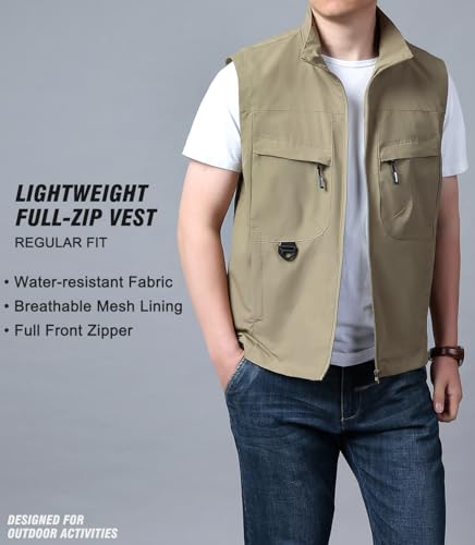 LOUECHY Men's Lightweight Golf Vest Full-Zip Windproof Sleeveless Jacket for Travel Hiking Running2