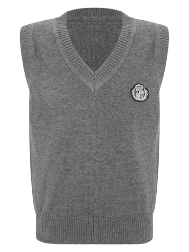 easyforever Kids Boys Girls School Uniform Sweater Vest V Neck Sleeveless Knitted Pullover Top Waistcoat Knitwear