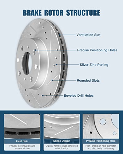 Eccpp Brake Kits, Disc Brake Rotors And Ceramic Brake Pads [2+4] Fit For 1990 1991 1992 1993 1994 1995 1996 1997 1998 1999 2000 For Honda Civic,1993 1994 1995 1996 1997 For Honda Civic Del Sol #TOP2