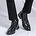 Men's Printed Leather Lace-up Oxford Boots with Side Zipper Casual High Top Chukka Boots Fashion Business Work Dress Ankle Boots (Black,8.5)