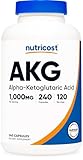 Nutricost AKG Alpha Ketoglutaric Acid Supplement 1,000 mg, 240 Capsules, 120 Servings Per Bottle - Powerful Precursor to Glutamine & Arginine, Energy Support Supplement