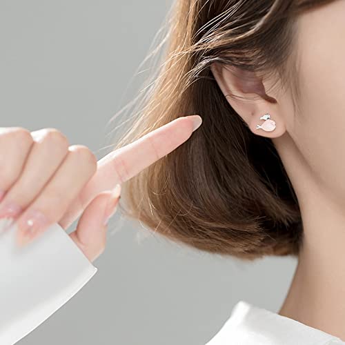 Boucles poisson émaillé rose argent 925 le cadeau mignon idéal