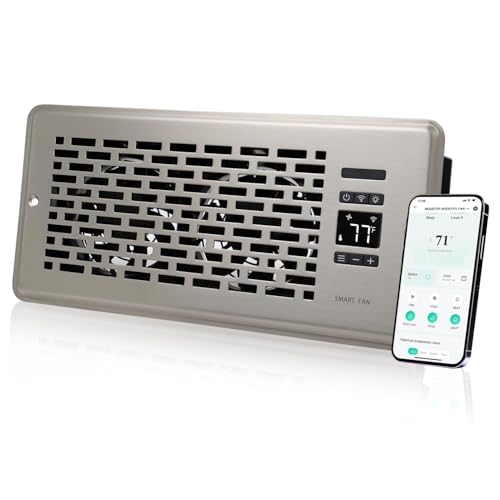 SANYCASA Register Booster Fan for 4" x 10" Register Holes, Quiet Vent Fan Booster with Intelligent Thermostat, Improves Heating Cooling, App Control, 10-Speeds, Manhattan Smart Register Vent, SN