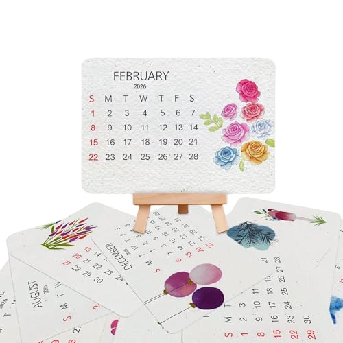 Plantable Seed Paper Calendar 2026-12 Month Desk Planner with Wildflower Herb & Fruit Seeds | 4.723.5 in | Biodegradable Eco Friendly Gift for Nature Lovers