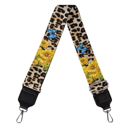Image of Coldinair Leopard Print Purse Strap Replacement Sunflower Crossbody Handbag Straps Butterfly Wide Wide Strap for Crossbody Bag