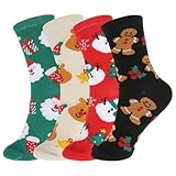 Weihnachtssocken Set, 4 Paare Weihnachtssocken, Socken Weihnachten Damen Christmas Socks Herren...
