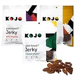 Kojo - Plant-Based Vegan Jerky Variety Pack - Cracked Pepper, Ginger Teriyaki, Spicy Chipotle - 9g Protein, 3g Fiber, 90 Calories - 3 (2.4 oz) Bags