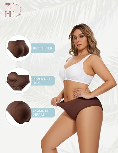 Image of Zimi Collection Butt Lifter Panties Underwear for Women with Removable Pads Seamless Booty Pads Hip Enhancer Panty