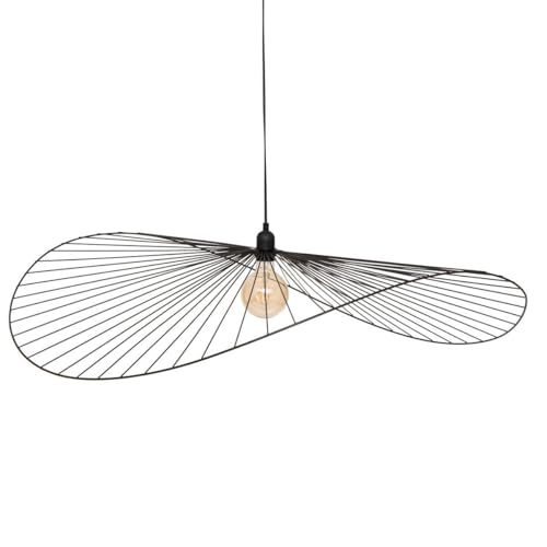 Atmosphera - Suspension Adelia Métal Noir D98cm - Câble Réglable 80cm - Ampoule Non Incluse E27 40W - Luminaire pour Salon, Cuisine, Bureau, Chambre