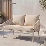 Mendler Aluminium-Gartenbank HWC-P90, Gartensofa Sitzbank...