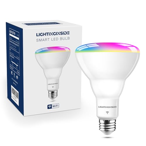 Image of Lightinginside Smart Light Bulb 75W Equivalent, 1100LM 12W RGBCW BR30 E26 Bulb Works with Alexa /Google Home /SmartLife, 2.4G WiFi Bluetooth Recessed Flood LED Bulbs, No Hub Required, ETL Listed, 1PC