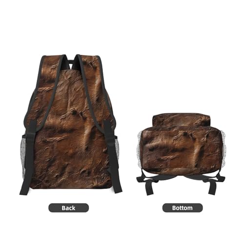 Sac à dos pour ordinateur portable taille unique avec empiècement cuir de vache marron