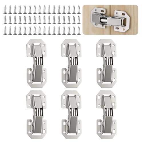 AOOSU 6PCS 3-Inch 90-Degree Concealed Cabinet Door Hinges, Surface-Mount Design for Kitchen Cabinets, Cupboards, and Wardrobes with 48 Screws Included