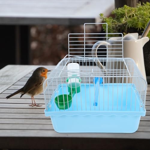 ifundom Tragbarer Vogelkäfig für Papageien und Vögel mit Abs und Eisen Leicht zu Verstauen Inklusive Sitzstange Futterbox und Trinkspender für Outdoor Abenteuer Zufällige Zufällige Farbe-5