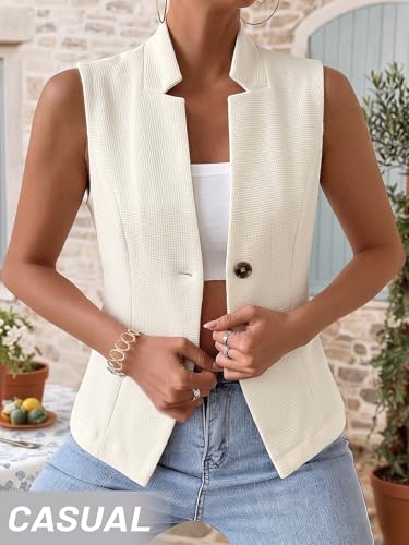 Image of Mina Self Women's 2026 Summer Lightweight Knit Vest Top - Breathable Stretchy Floral Trendy Casual Work Office Slim Waistcoat