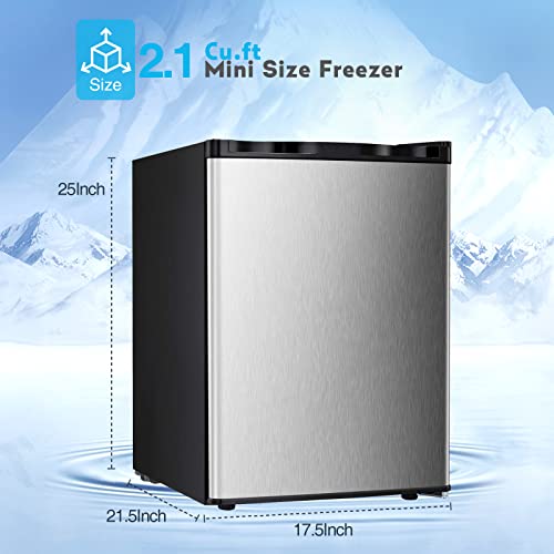 R.w.flame Mini Freezer Countertop, Energy Saving 2.1 Cu.ft Compact Upright Freezer, With Reversible Door Small Freezer (Silver) #TOP1