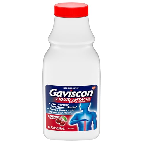 Gaviscon Extra Strength Cherry Liquid Antacid for Fast-Acting Heartburn Relief 12 ounces