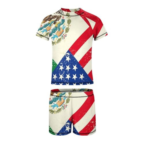 USA and Mexican FlagChildren's Casual Swimsuit Set - Simple and Versatile7-9Y（120cm）2