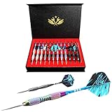 WINSDART Darts Metal Tip Set Professional Metal Darts for Dartboard Steel Tip Darts with Nonslip Iron Barrel Aluminum Dart Shafts,Extra Flights,Dart Sharpener,Gift Box