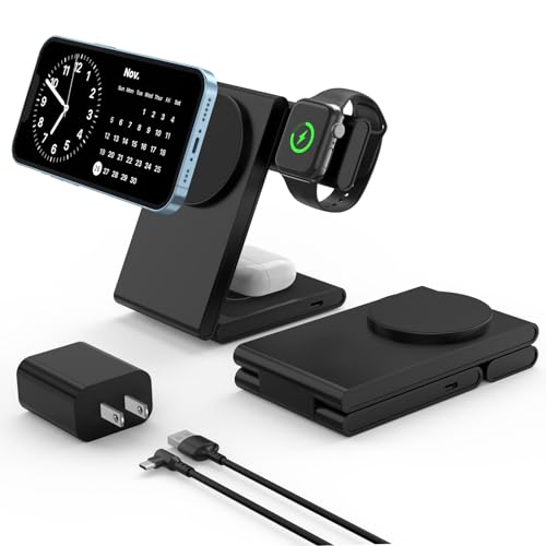 Magsafet3C1CX[d sp܂肽ݎ[dXe[V ApplefoCXp iPhone 16/15/14/13/12V[YAiWatch Ultra/SE/10/9/8/7/6/5/4/3/2V[YAAirPods 3/Pr