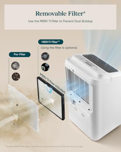 Levoit Dehumidifier for Basement & Home, DOE 25 Pint/Day (Max 84 Pint/Day) | 2025 Most Efficient Energy Star Certified, Drain Hose for Flexible Drainage, Wi-Fi Smart Control, Removable Pump, MERV Filter - image 7